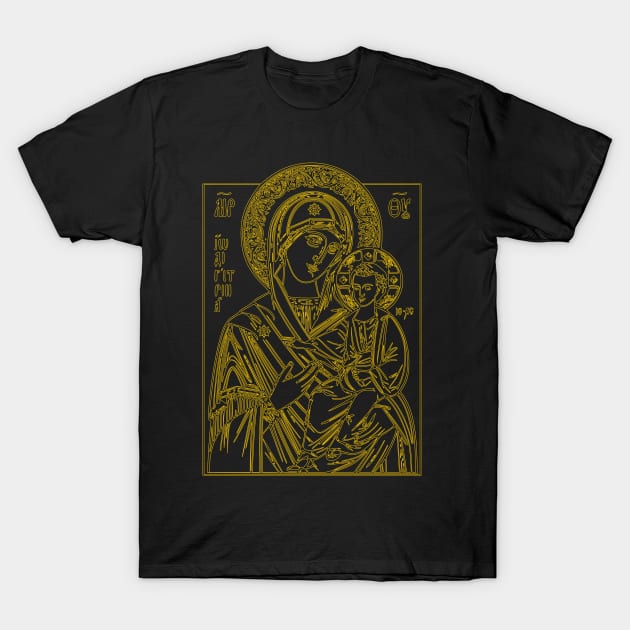 Icon of Virgin Mary and Jesus (yellow) T-Shirt by la chataigne qui vole ⭐⭐⭐⭐⭐